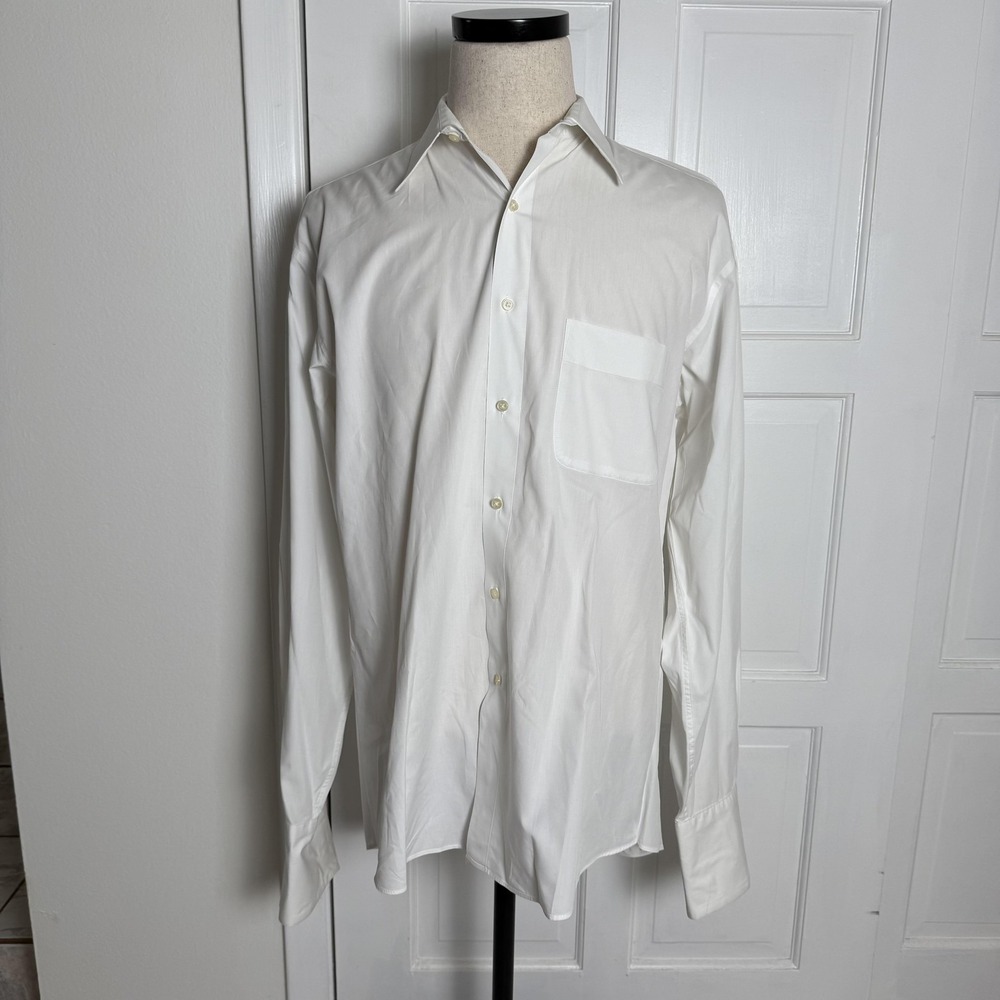 Perry Ellis Portfolio Shirt Mens 16.5 36 White Dress Long Sleeve 100% Cotton